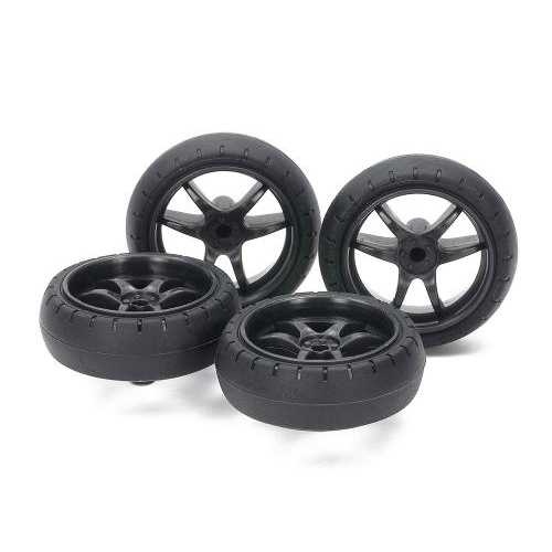 タミヤ ローフリクション大径バレルタイヤ(31mm)&カーボン強化ホイール(Vスポーク)