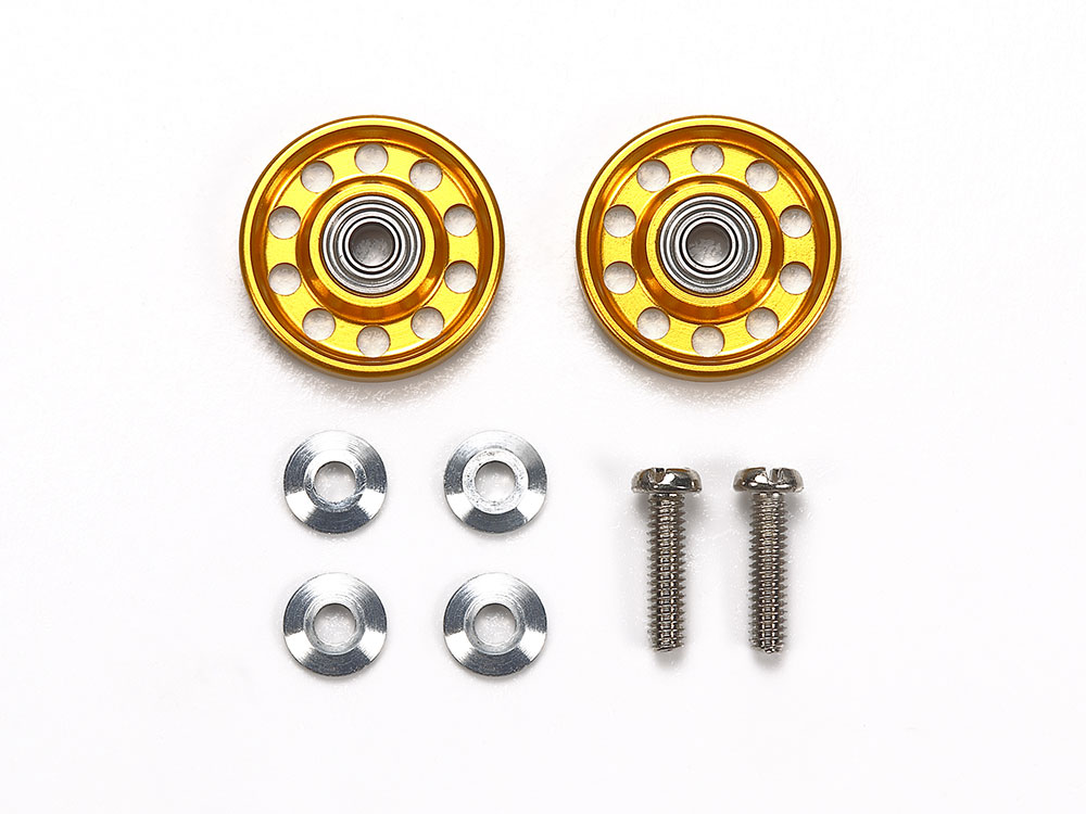 タミヤ 軽量13mmオールアルミベアリングローラー (ゴールド)