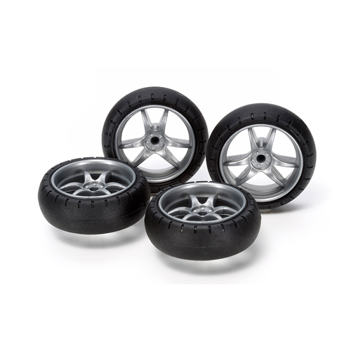 タミヤ 大径Vスポークナローホイール(バレルタイヤ付)