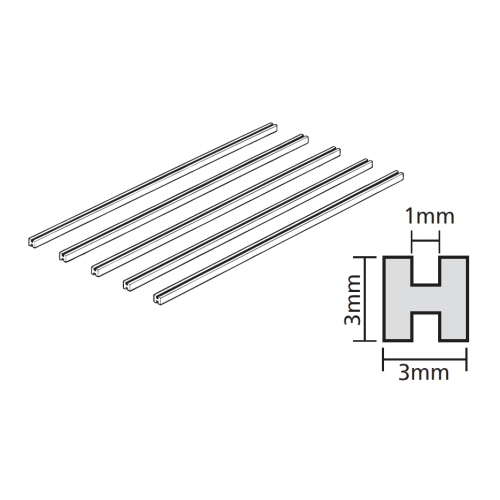 タミヤ プラ材3mmH形棒(5本入)